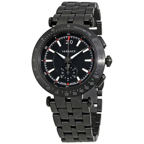 versace v-race chronograph black dial men's watch|Men's Designer, Luxury and High.